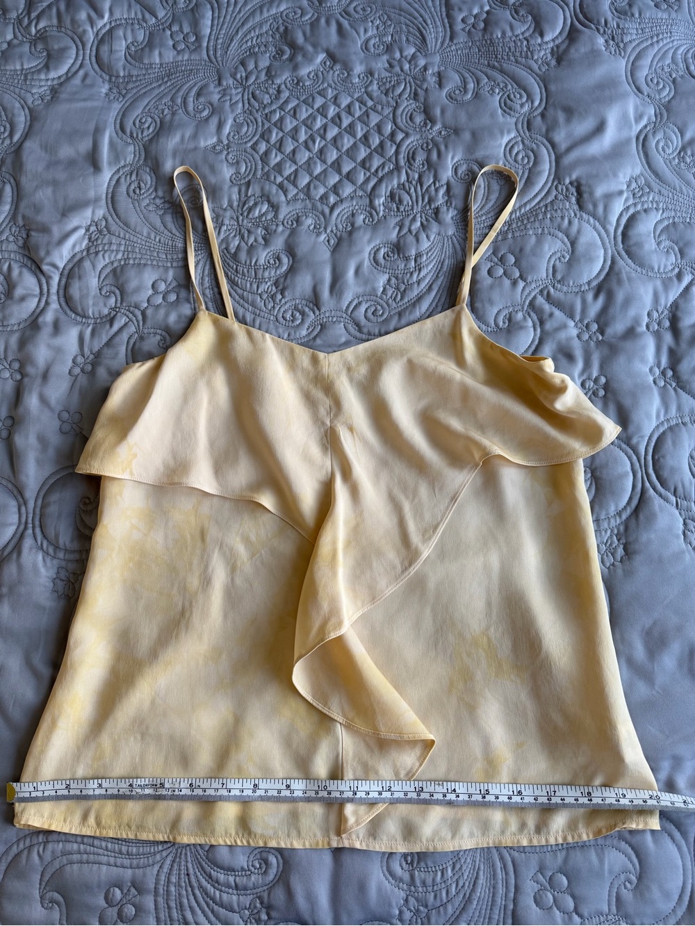 Theory Pale Ombre Yellow Silk Cami with Ruffle Detail - Picture 8 of 8